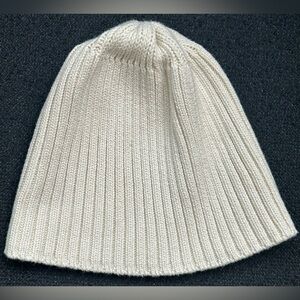 ribbed cotton beanie · cream · one size